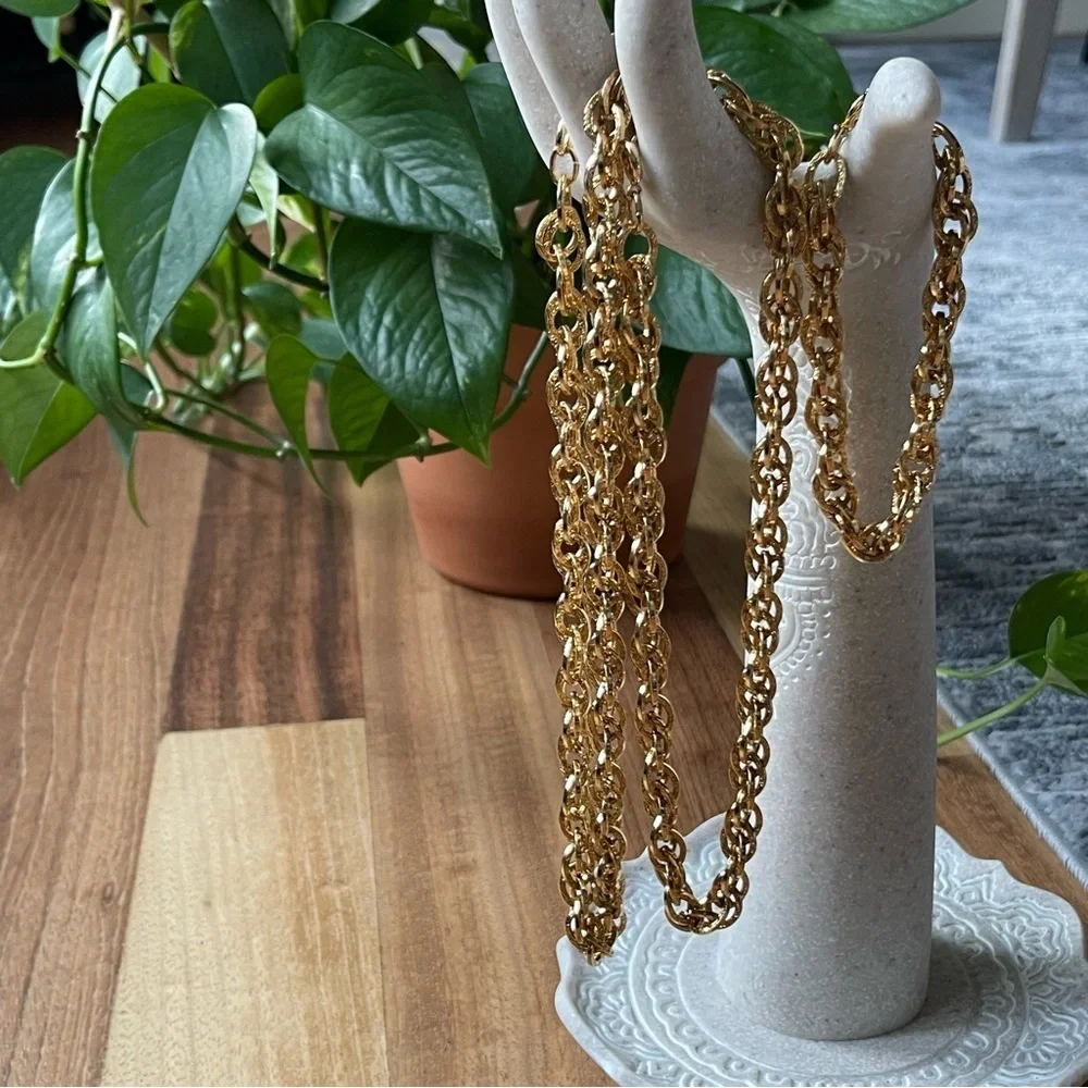 Beautiful 3 Pieces Bundle of‎ Sterling Silver Gold Chain Necklaces and Bracelets